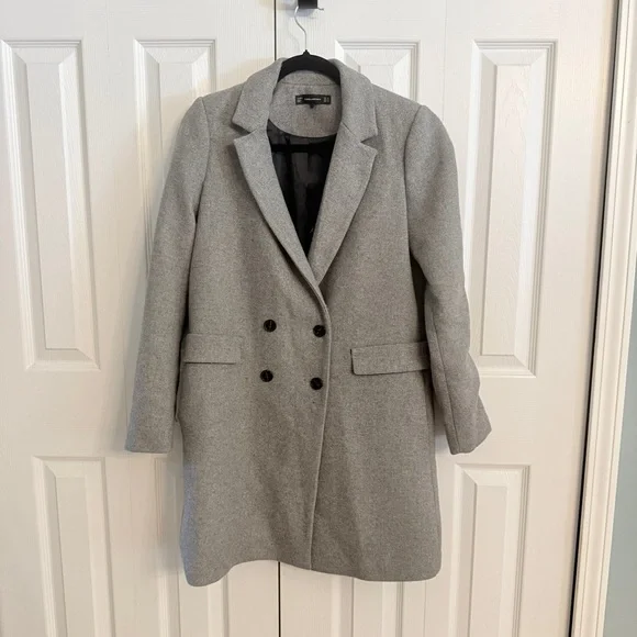 Zara Gray Pea Coat - Picture 1 of 6